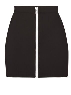 SKIMS Black Mini Skirt with White Center Zip